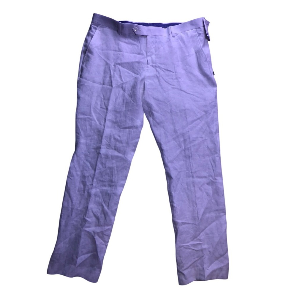 Tommy Hilfiger Hall Dress Pants Mens 36x30 White 100% Linen Flat Front NWT